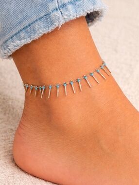 PURA VIDA Dainty Adjustable Beaded Metal Fringe Festival Anklet Bracelet